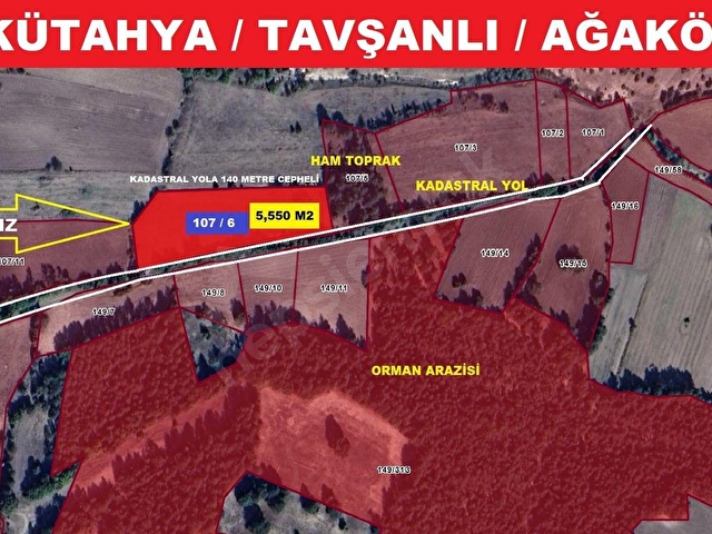 TAVŞANLI AĞAKÖYDE YOLA 140 METRE CEPHELİ 5,550 M2 FIRSAT ARAZİ! - Görsel 10