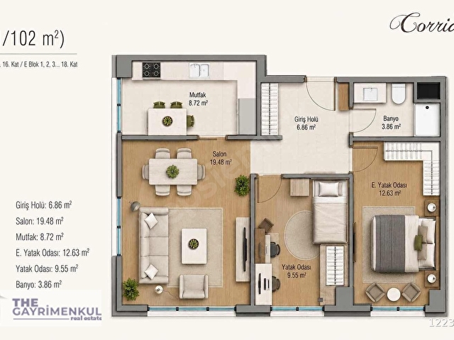SURYAPI CORRİDORDA SATILIK 2+1 102m2 17. KAT KÖŞE DAİRE - Görsel 2