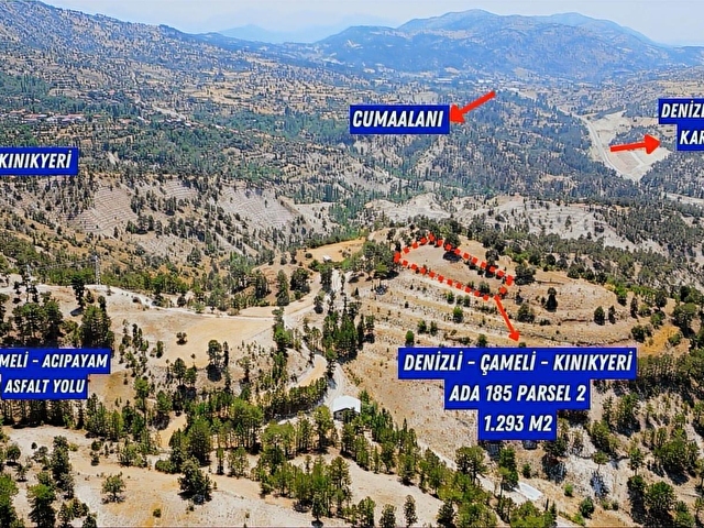 Fethiyeye 1 Saat Mesafede Panoramik Manzaralı 1.293 m2 Tarla