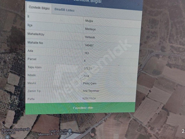 muğla merkez yerkesik de 572.m2 konut  imarlı arsa - Görsel 7