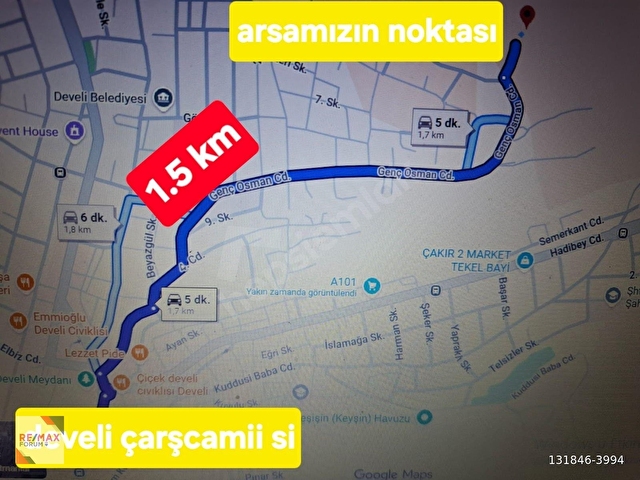 Develi Çarşı Merkeze Sadece 1,5Km Satılık Temiz Villa Parseli