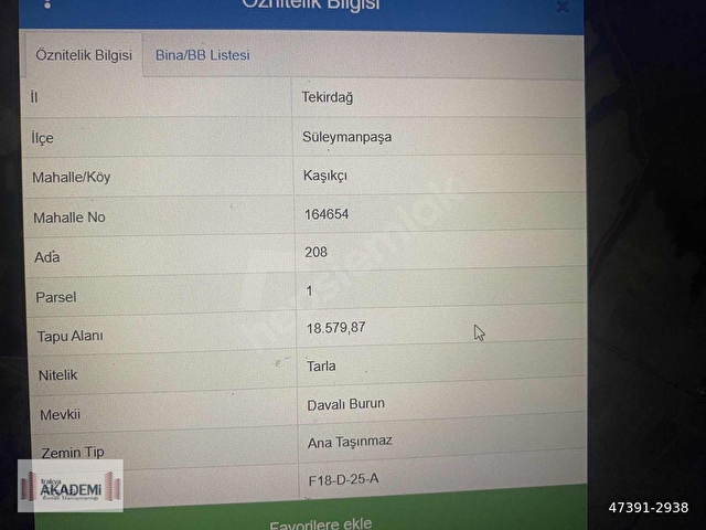 TEKİRDAĞ KAŞIKÇI DA YOL CEPHE 18600 M2 TARLA - Görsel 5