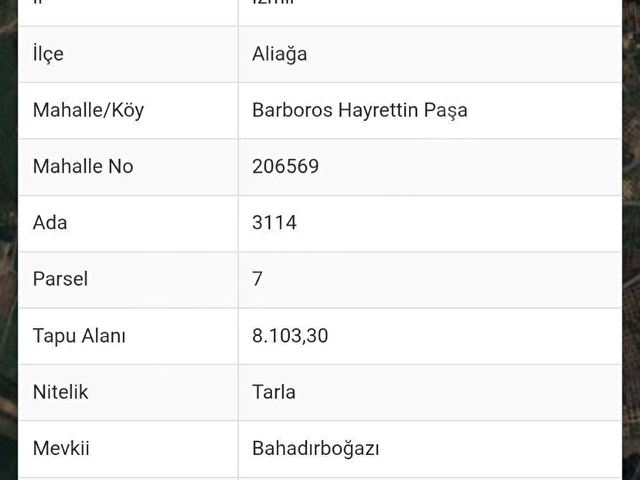 İzmir Aliağa Barboros Hayrettin Paşada Satılık Tarla, Çakırdan - Görsel 3
