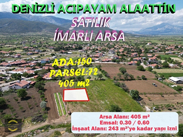 ACIPAYAM ALAATTİN MAHALLE MERKEZİNDE 849 M2 SATILIK İMARLI ARSA - Görsel 2