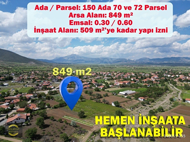ACIPAYAM ALAATTİN MAHALLE MERKEZİNDE 849 M2 SATILIK İMARLI ARSA
