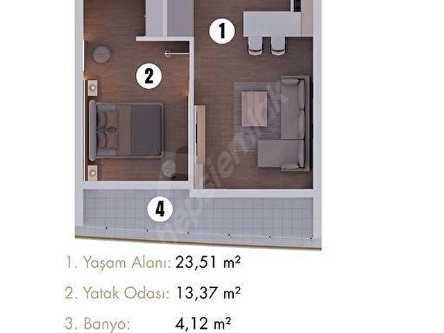 İncek Orion Towersta Satılık 1+1 - Görsel 4