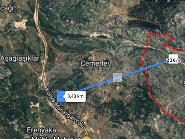 Akseki Sadıklar köyünde köye yakın asfalt kenarında mükemmel konumda yatırımlık tarla - Görsel 6