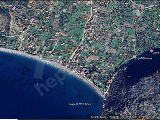 Datça Ovabükü anayol cepheli denize 120 m plan içi 2215 m2 tarla - Görsel 21
