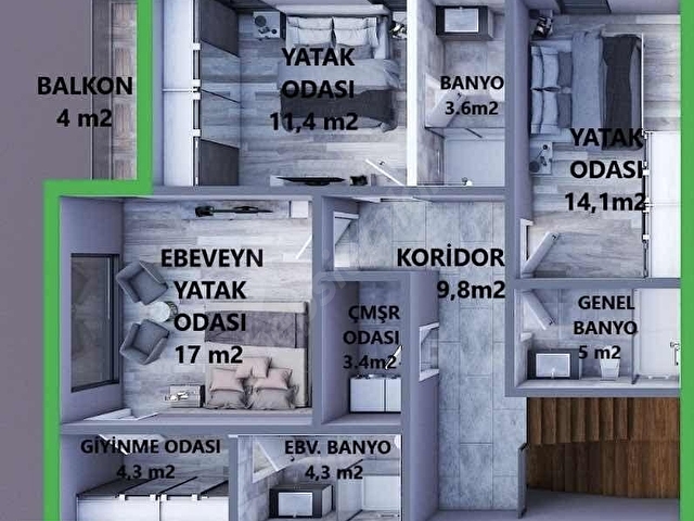 CİHANGİR 2 Sitesi Modern 4+1 İkiz Villa Geniş Bahçe ve Teraslı - Görsel 7
