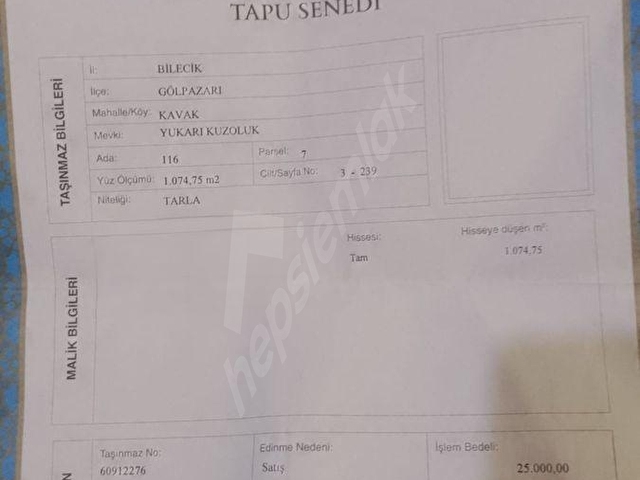 Bilecik Gölpazarında Kaçırılmayacak 1075 m² Bahçe - Görsel 7