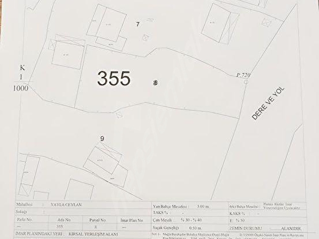 SEYDIKEMER YAYLA CEYLAN İNCEALİLER MAH MERKEZ 940MT ARSA SATILIK - Görsel 6