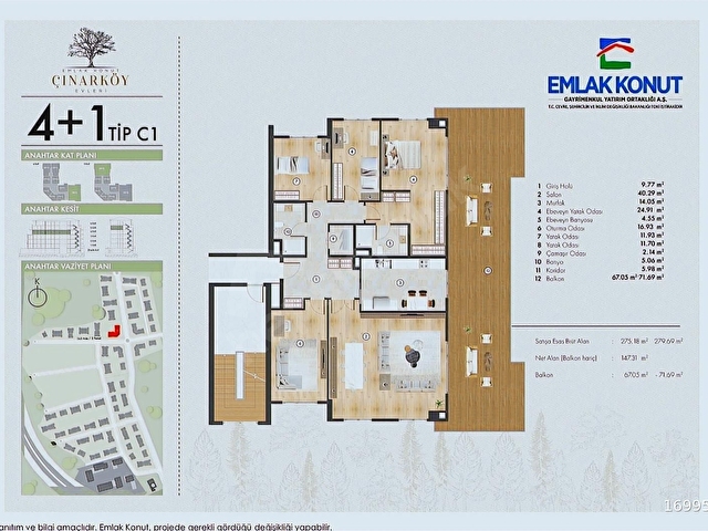 EMLAK KONUT ÇINARKÖY EN BÜYÜĞÜ/4+1/TERAS/280M2/SIFIR/DAİRE