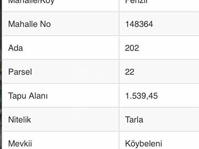 ASADAN KANDIRA FERİZLİDE TEK TAPU 1540 m2 SATILIK TARLA