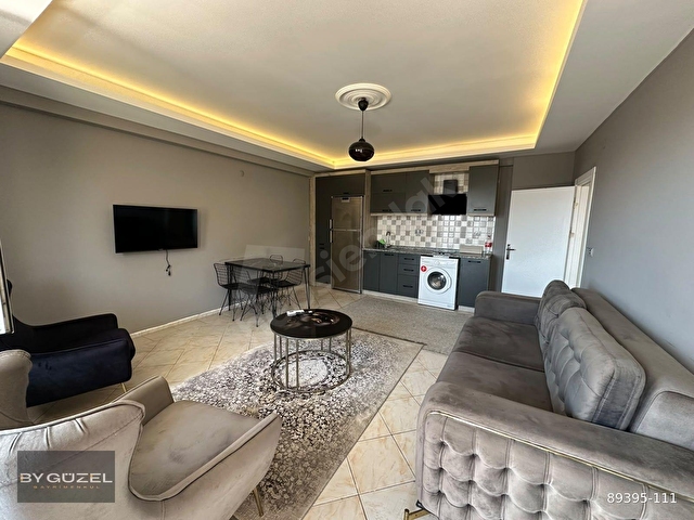 ALANYA GÜLLERPINARIDA EŞYALI KİRALIK 1+1 DENİZ KALE MANZARALI
