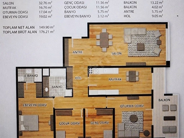 Bahçen Elvanşehir Sitesi 4+1 Lüks Daire - Görsel 18