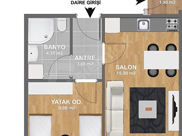 KISMETİM EMLAKTAN DENİZE SIFIR  DEĞİRMENALTINDA SIFIR-1+1- SATILIK DAİRELER-3.500.000 TL DEN - Görsel 28