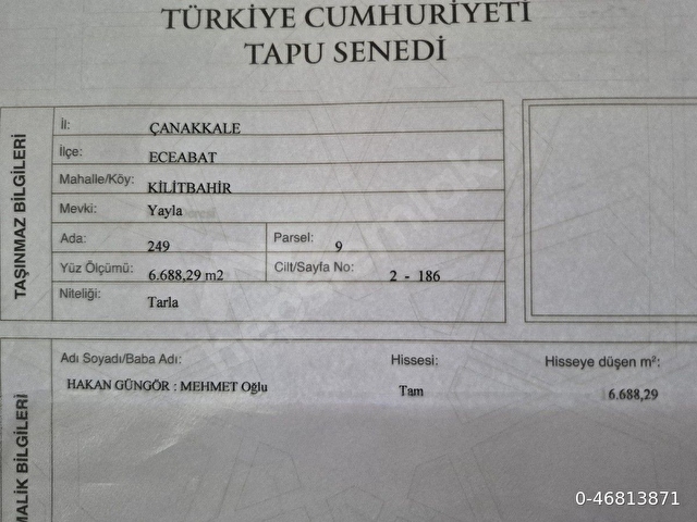 Kilitbahir yaylada SATILIK