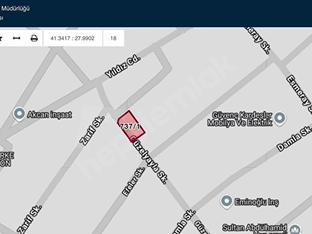 KAPAKLI YILDIZ CADDESİNE KÖŞE KONUMDA 300m² ARSA - Görsel 2