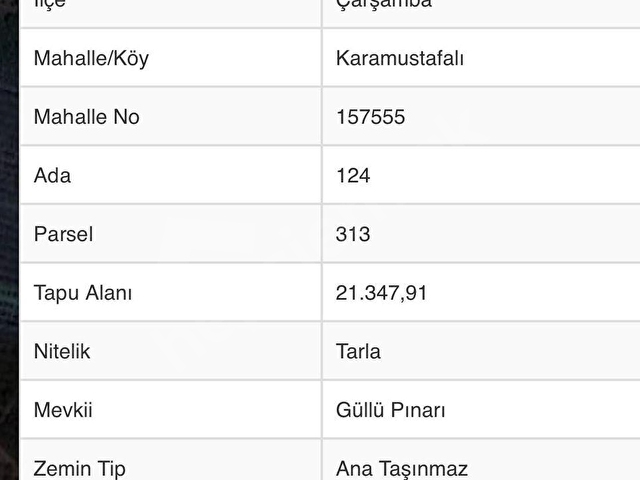 Çarşamba Karamustafalıda Satılık 3469 m² Tarla - Görsel 5