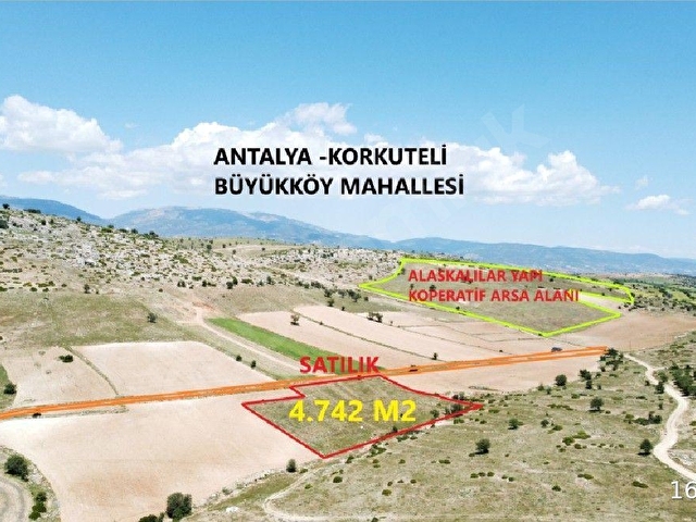 KORKUTELİ BÜYÜKKÖY MAHALLESİNDE ALASKALILAR KONUT YAPI PROJESİNİN DİBİNDE YATIRIMLIK SATILIK TARLA