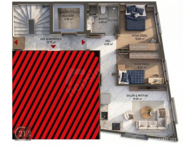 C21 LOCADAN YILDIZ MAH. 2+0 SATILIK SIFIR DAİRE - Görsel 23