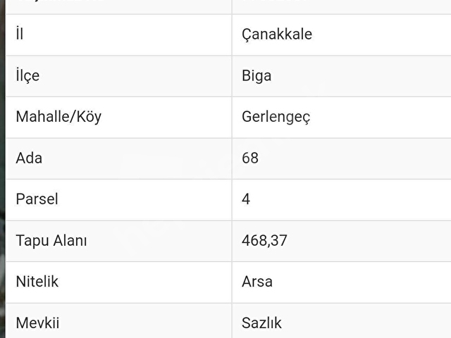 ÇANAKKALE BİGA GERLENGEÇ KÖYÜNDE 468 M2 ARSA ADA:68 PARSEL:4 - Görsel 27