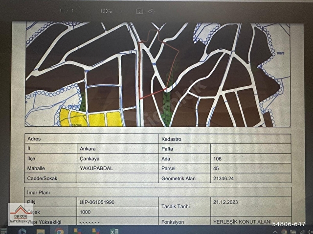 İMAR PLANI İÇERİSİNDE YAKUPABDAL MAHALLESİ ESKİ 343 YENİ 106 ADA 45 PARSEL - Görsel 11