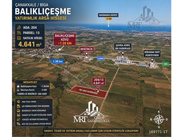 MRT GRUPTAN SATILIK ÇANAKKALE BİGA BALIKLIÇEŞME FABRİKA DİBİ