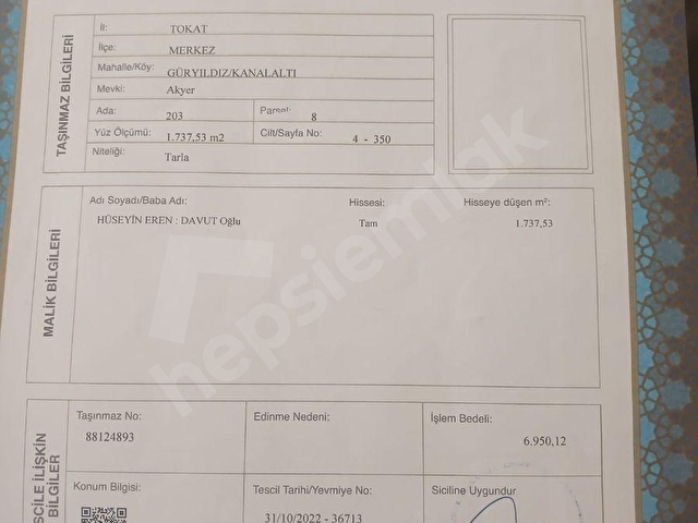 Okuroğlu Emlaktan, Güryıldızda kaçırılmayacak fırsat! Toplam 2.476,18 m²lik tek tapulu tarla/bağ