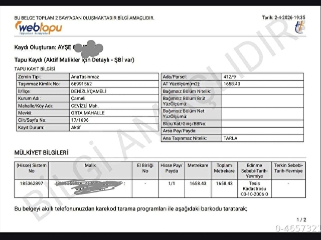 İHTİYAÇTAN DOLAYI SATILIK TARLA - Görsel 2