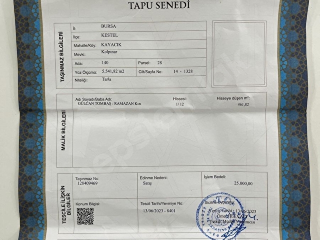 ARAÇ TAKASINA AÇIK KAYACIK MEVKİNDE EMSALSİZ ARSA