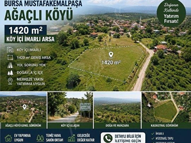 my EKİPdenBURSA MUSTAFAKEMALPAŞA AĞAÇLIDA KÖYİÇİ İMARLI HESAPLI ARSA...... - Görsel 2
