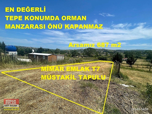 ÇATALCA ÇANAKÇA MAHALLESİNDE SATILIK ORMAN MANZARALI KADASTRO YOLU ÖNÜ 687 M2 MÜSTAKİL TAPULU TARLA - Görsel 5