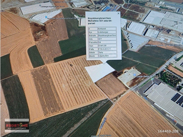 LÜLEBURGAZ BÜYÜKKARIŞTIRAN OSB İMARINA SINIR 9.441 m² SATILIK TARLA - Görsel 3