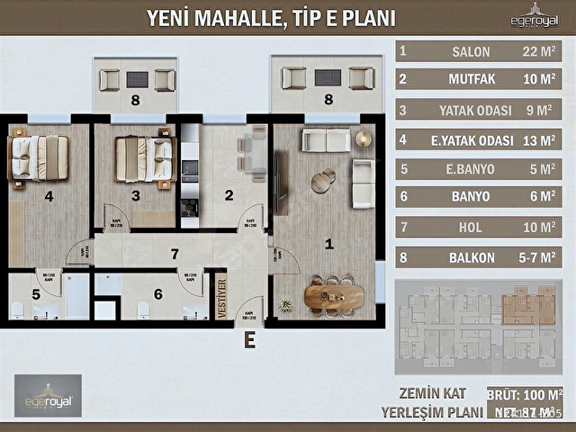 Yeni Mah. Ayrı Mutfak Ebeveyn Banyo Yerden Isıtma 2+1 Daire - Görsel 10