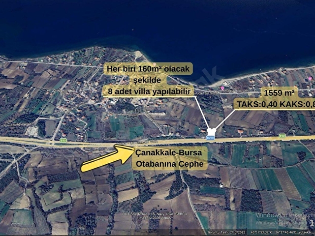 ÇANAKKALE LAPSEKİ SULUCADA BOĞAZ MANZ VİLLA İMARLI SATILIK ARSA - Görsel 5