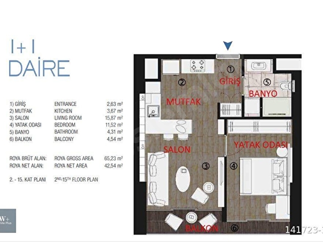 ROYA NOVA RECİDANCE KIRALIK 1+1 MANZARALI DAİRE - Görsel 23