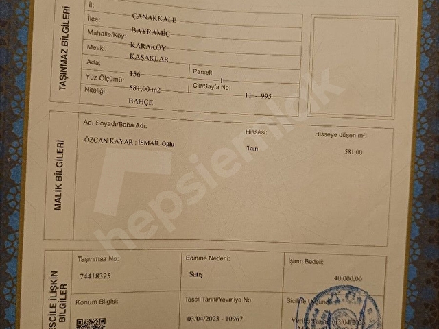 Bayramiç karaköyde köyün içine 300 metre mesafede - Görsel 13