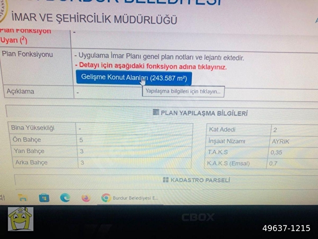 BURDUR MERKEZ MEHMET AKİF ERSOY MAHALLESİNDE SATILIK ARSA - Görsel 2