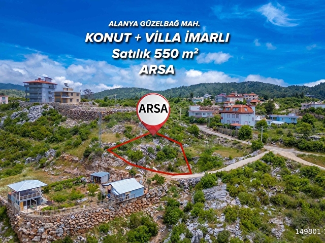 ALANYA GÜZELBAĞ FATİH MAH.SATILIK VİLLA/KONUT İMARLI ARSA 550 m2