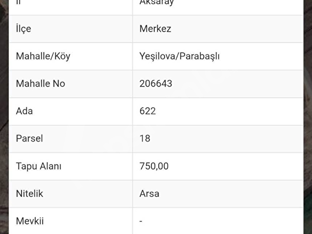 Aksaray Merkez Yeşilova Beldesi, Parabaşlı Mahallesi’nde ihtiyaçtan dolayı acil satılık arsa - Görsel 6