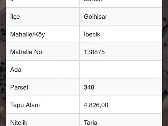 BURDUR EMLAK’TAN GÖLHİSAR İBECİK MEVKİNDE SATILIK TARLA - Görsel 2