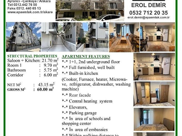 Çankaya Kuğulu Park Yakını, Genç Bina, 1+1, Mobilyalı & Eşyalı - Görsel 21