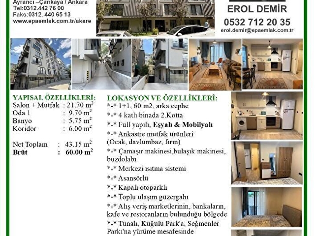 Çankaya Kuğulu Park Yakını, Genç Bina, 1+1, Mobilyalı & Eşyalı - Görsel 20