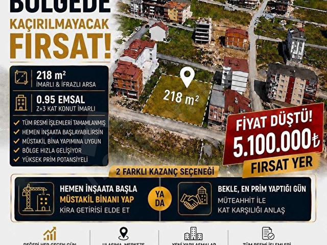 NENEHATUN MAH 218 M2 İMARLI İFRAZLI ARSA