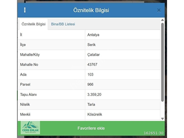 SERİK ÇATALLAR da YATIRIMLIK TARLA