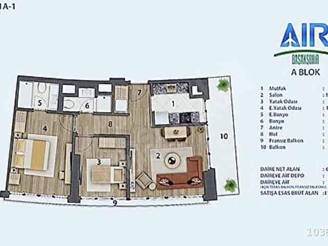 3. İstanbul Air Başakşehirde Kapalı Mutfaklı Satılık 2+1 Daire - Görsel 3
