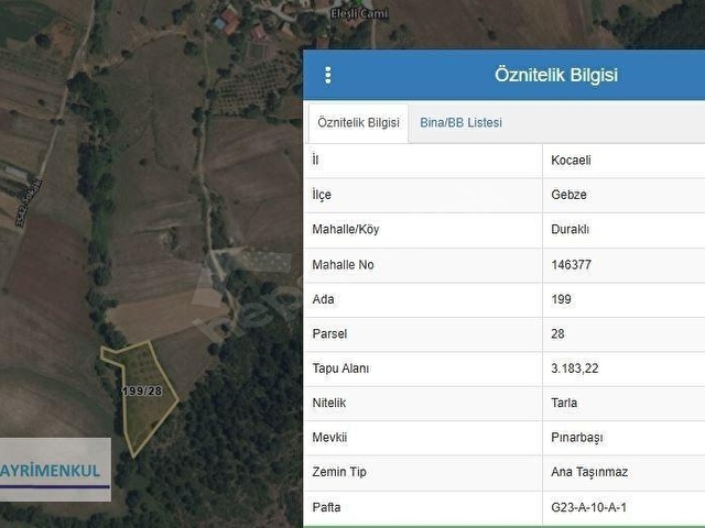 KOCAELİ GEBZE DURAKLI DA YOLU OLAN KÖY MERKEZİNDE SATILIK TARLA - Görsel 2