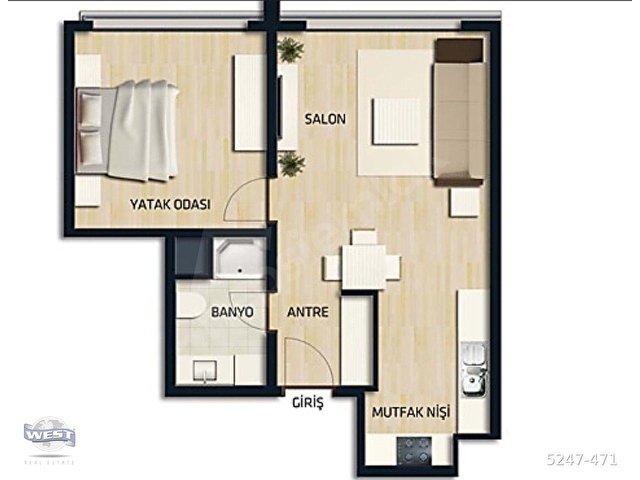 TUZLA EVORA, A-PARSELDE, OTEL KONFORUNDA, 61 m²  1+1 - Görsel 26