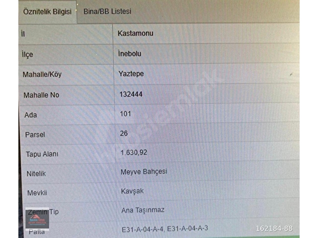 KASTAMONU İNEBOLU YAZTEPE KÖYÜ SATILIK TARLA